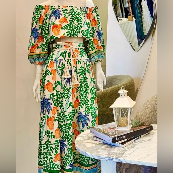 Tropical Print Linen Blend Maxi Skirt with Rope Belt - Picture 15 of 15